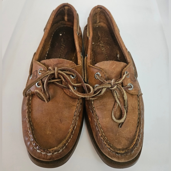 Sperry Women's Leather Cognac Brown Boat Shoes Mocassin Style Sz 8 - Picture 1 of 10